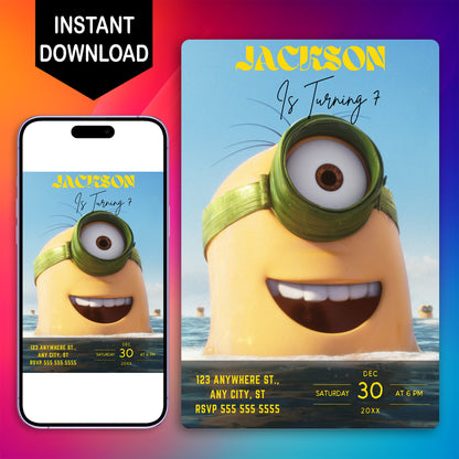 Despicable Me Birthday Invitation Template - CreativeRino