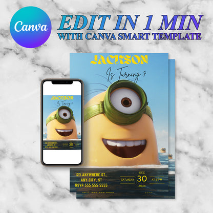 Despicable Me Birthday Invitation Template - CreativeRino