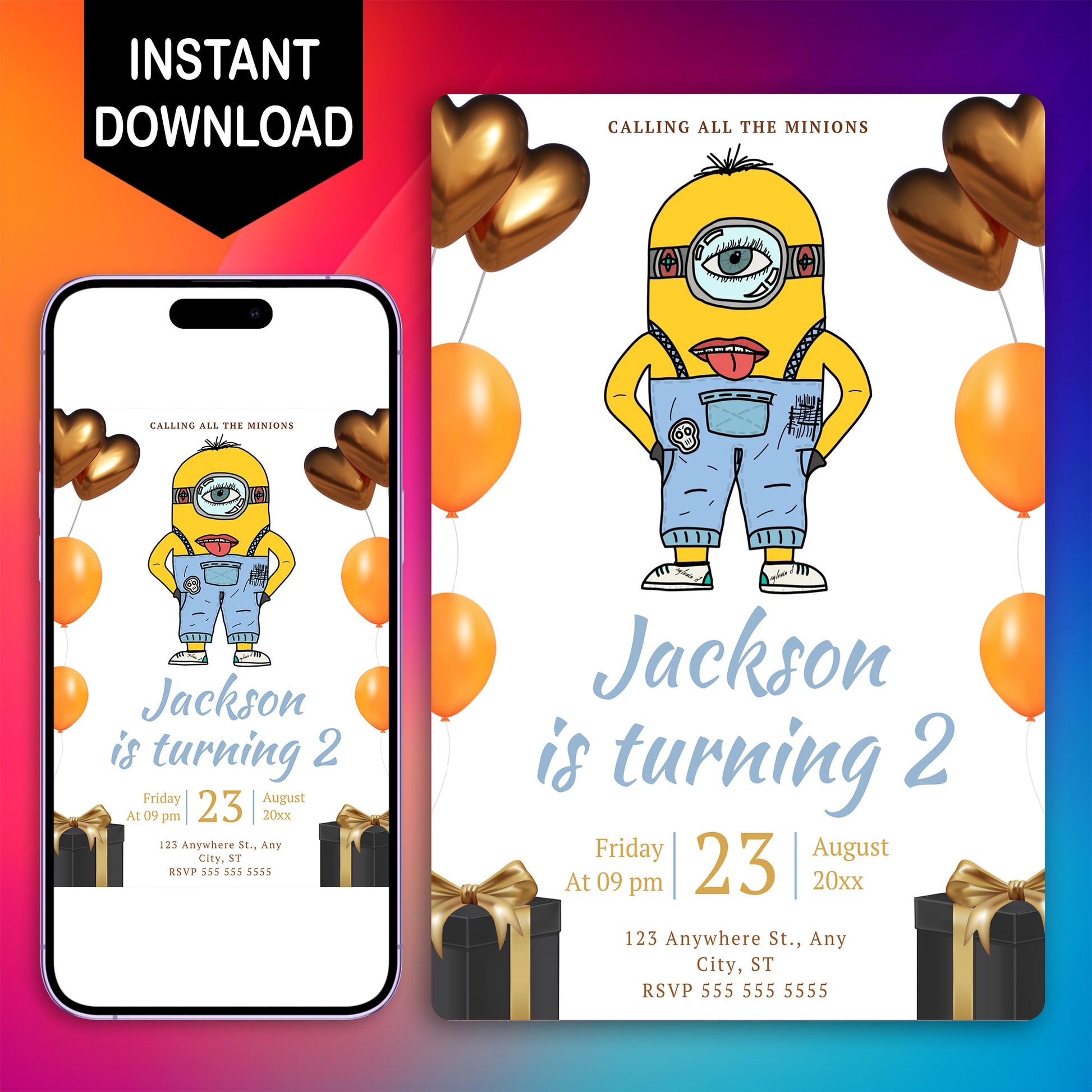 Despicable Me Birthday Invitation Template - CreativeRino