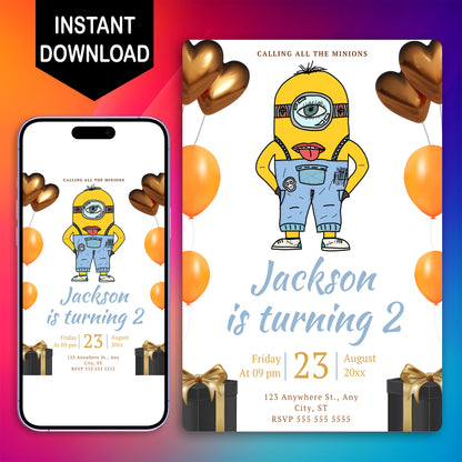 Despicable Me Birthday Invitation Template - CreativeRino