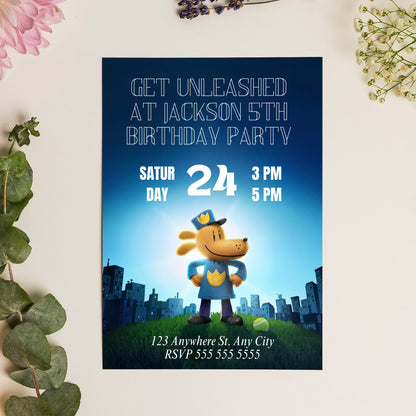 Dog Man Birthday Invitation Template - CreativeRino