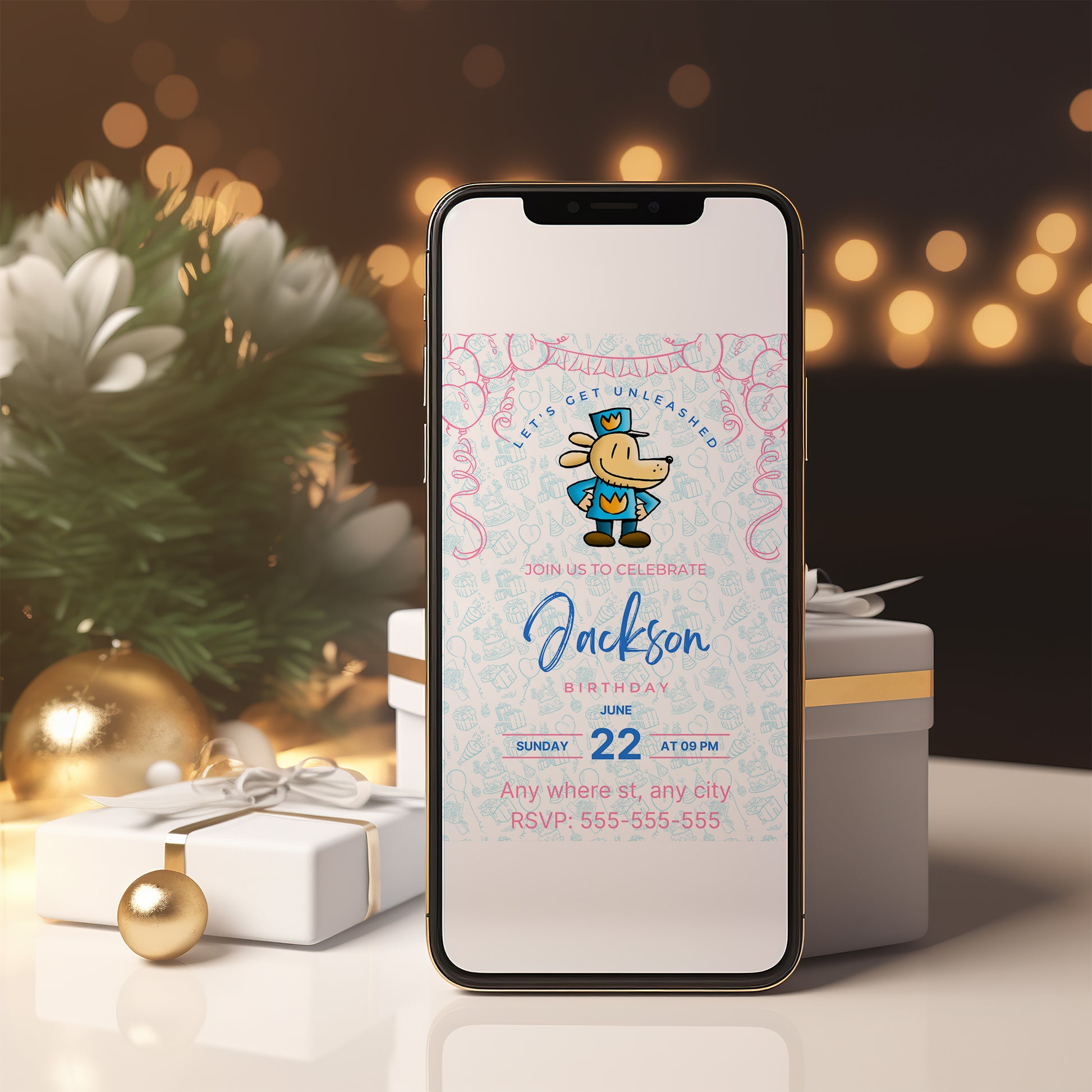 Dog Man Birthday Invitation Template - CreativeRino