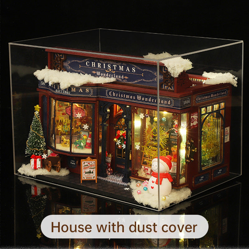 DIY Wooden Merry Christmas Miniature Dollhouse Kit with LED Lights | Adult Handmade Xmas Gift eprolo