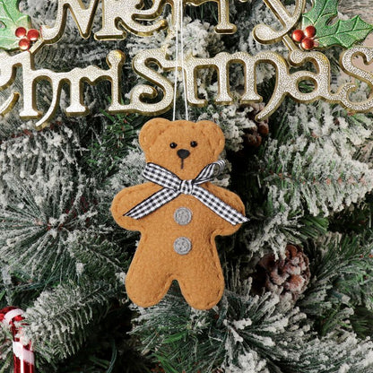 Cartoon Biscuit Bear Christmas Pendant Set | Small Ornament Collection for Tree & Party Decor | Holiday Supplies eprolo