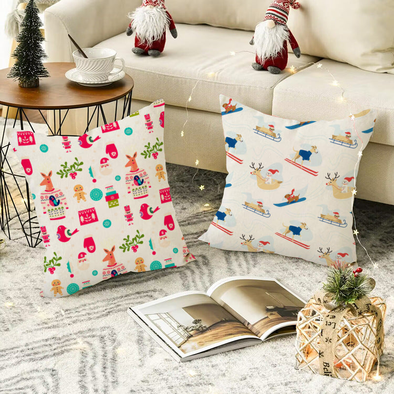 Cute Cartoon Snowman Pillow Cover | Holiday Sofa Cushion for Living Room Decor