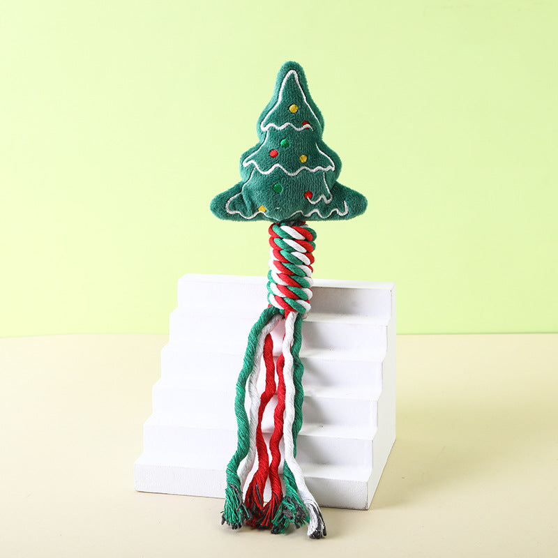 Durable Christmas Cotton Rope Plush Toy | Teeth Grinding Dog & Cat Festive Chew Toy eprolo