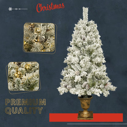 Deluxe 4-Piece Pre-Lit Christmas Tree & Garland Set | LED Entrance & Flower Decor