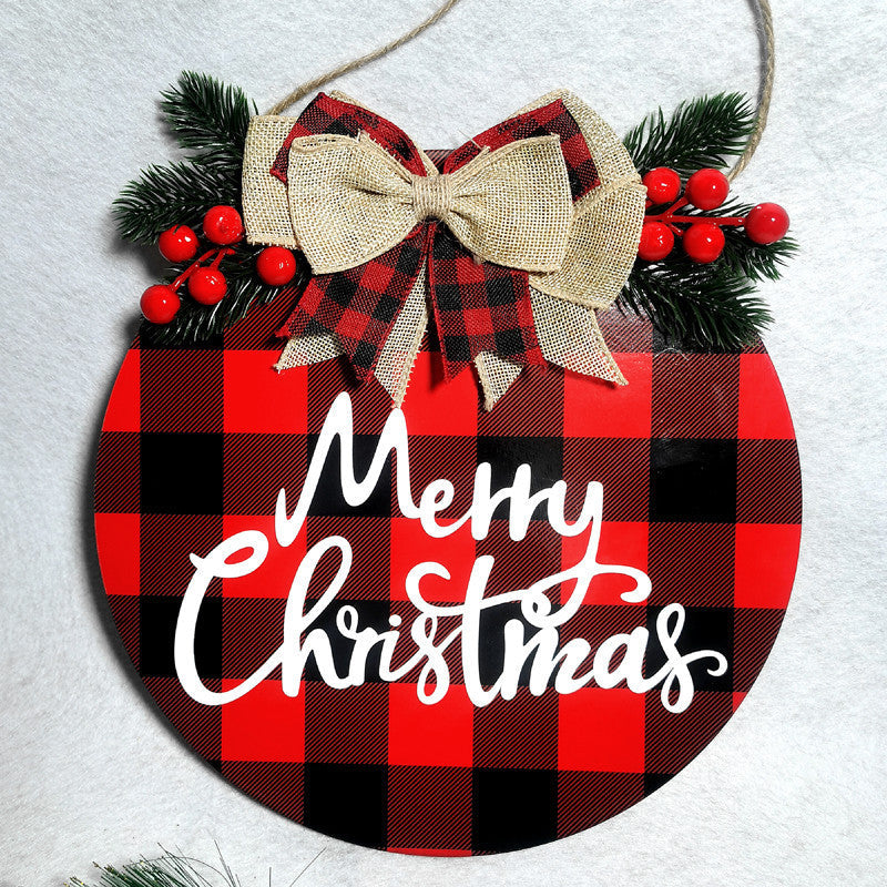 Rustic Wooden Christmas Wreath & Welcome Doorplate | Festive Floral Door Ring Decoration eprolo