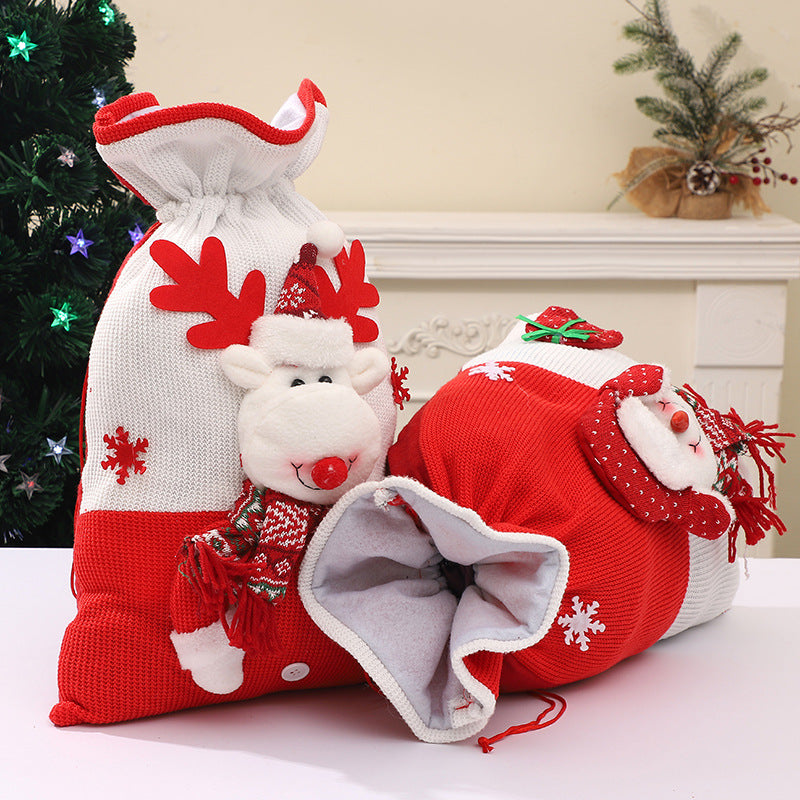 Large Drawstring Christmas Gift Bag | Cartoon Snowman & Santa Candy Pouch Bundle eprolo