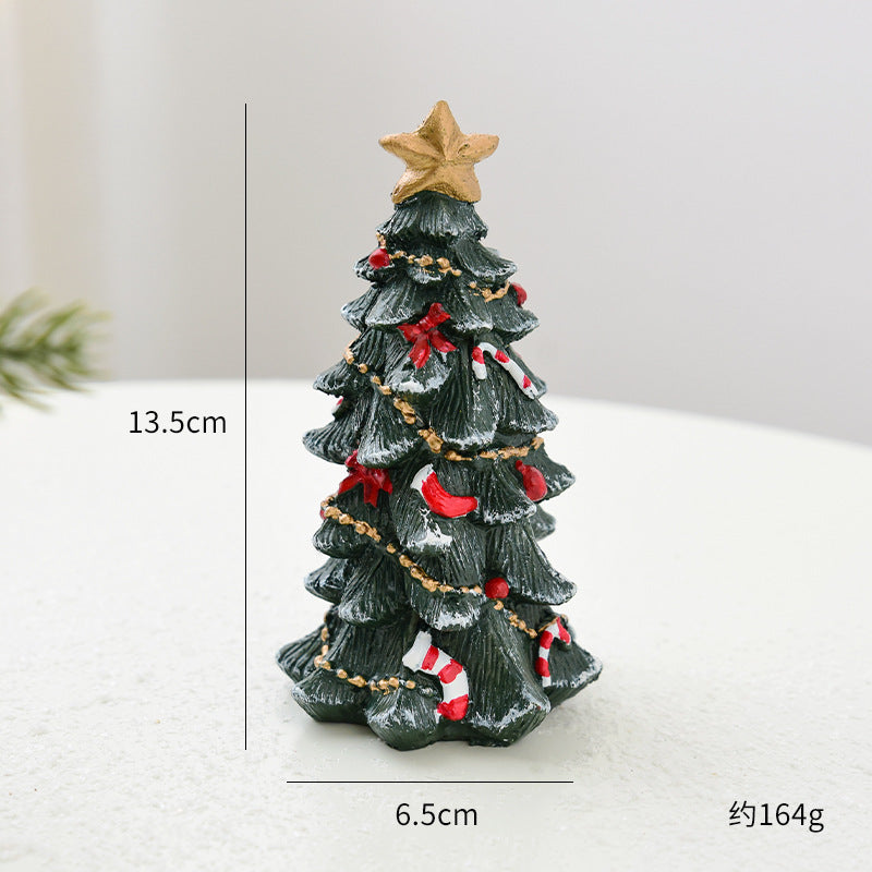 Miniature Resin Christmas Tree Ornament | Desktop Holiday Scene Decoration & Gift