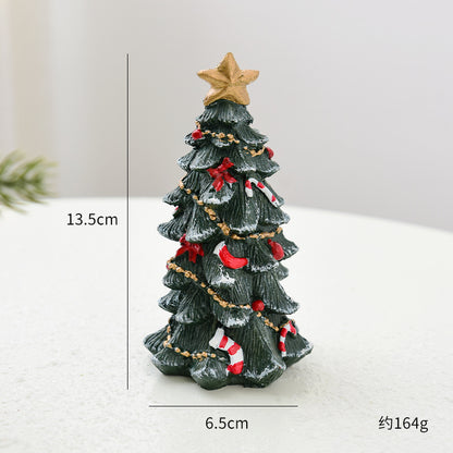 Miniature Resin Christmas Tree Ornament | Desktop Holiday Scene Decoration & Gift