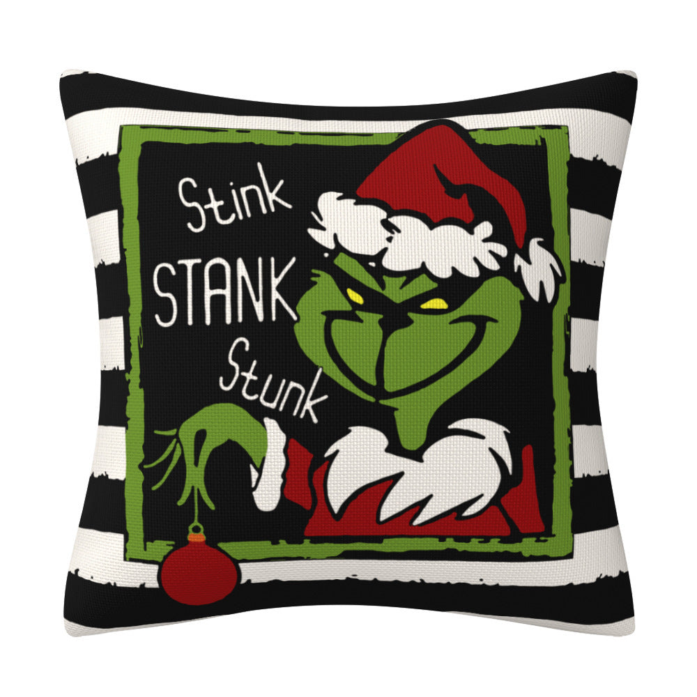 Cartoon Grinch Christmas Pillow Cover | Festive Printed Cushion Case for Sofa & Home Furnishings Decor eprolo
