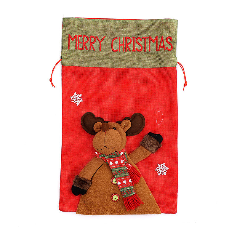 Santa Claus Drawstring Gift Bag | Children's Backpack Style Christmas Sack & Jewelry Pouch