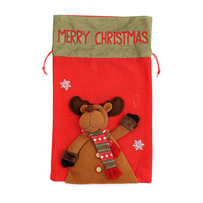 Santa Claus Drawstring Gift Bag | Children's Backpack Style Christmas Sack & Jewelry Pouch