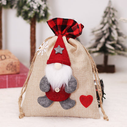 Nordic Gnome Drawstring Gift Bag | Cute Faceless Doll Forester Apple/Candy Pouch | Christmas Linen Decoration eprolo
