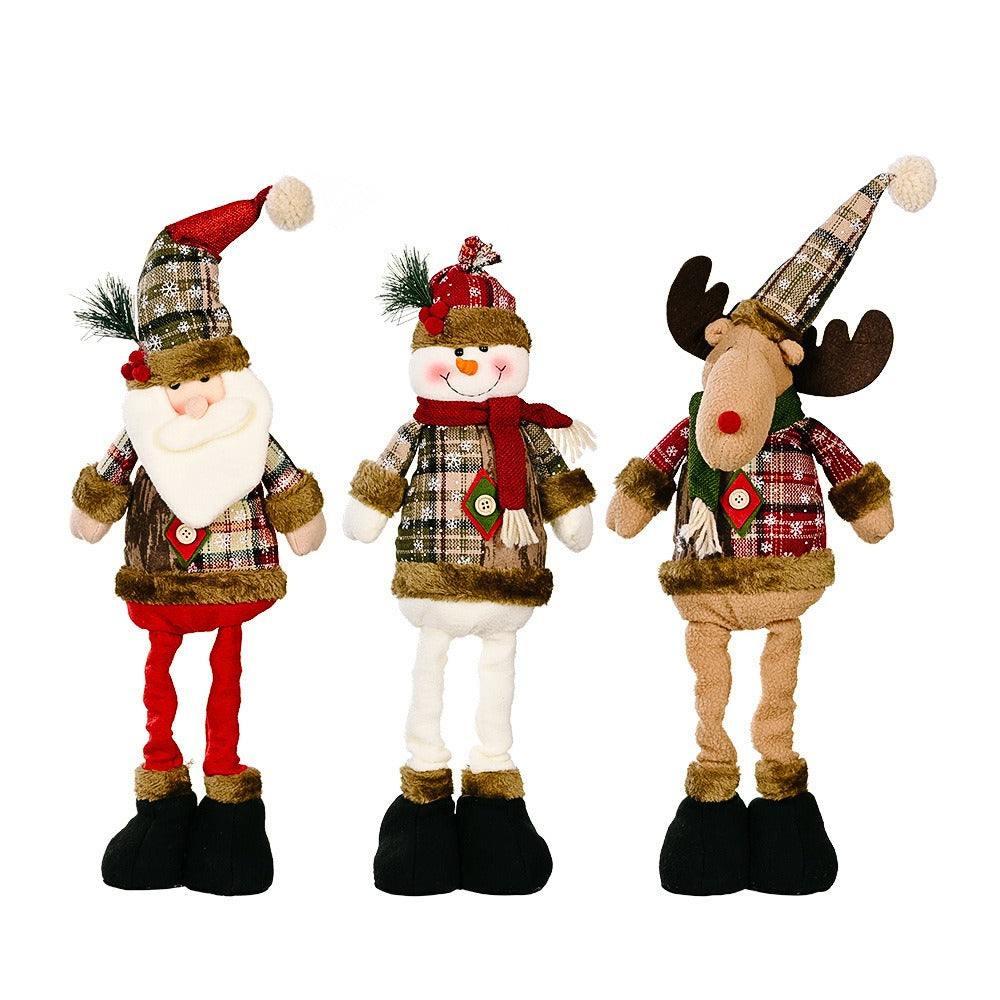 Adjustable Telescopic Christmas Doll | Plush Santa Claus & Snowman Standing Ornament Decor eprolo