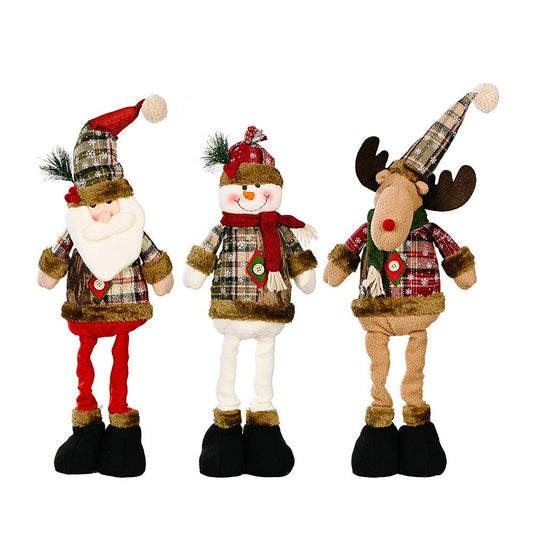 Adjustable Telescopic Christmas Doll | Plush Santa Claus & Snowman Standing Ornament Decor eprolo