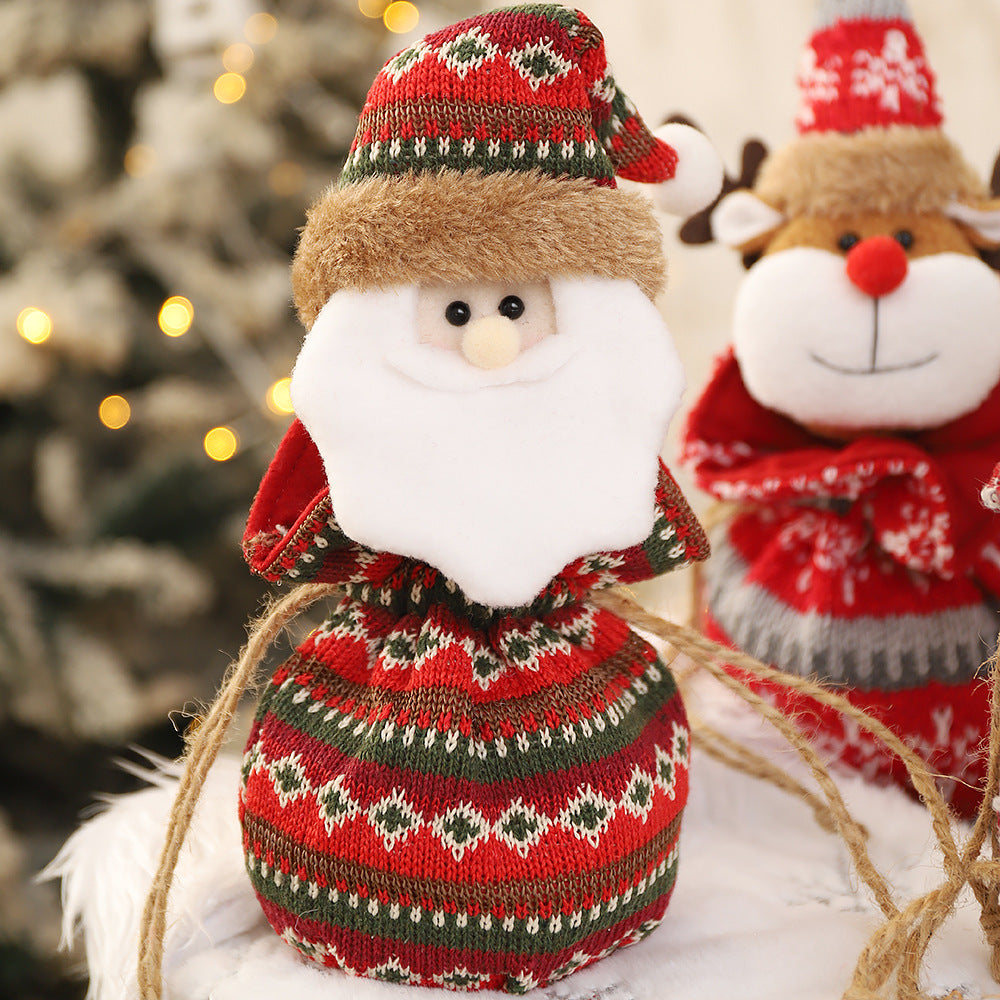 3D Knitted Christmas Doll Apple Bag | Santa, Snowman, Reindeer Candy Pouch | Festive Drawstring Gift & Decor eprolo