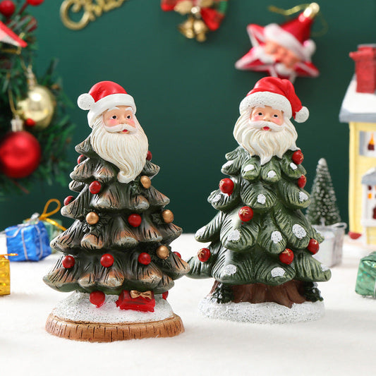 Handcrafted Resin Christmas Tree Figurine | Desktop Holiday Scene Decoration & Gift eprolo