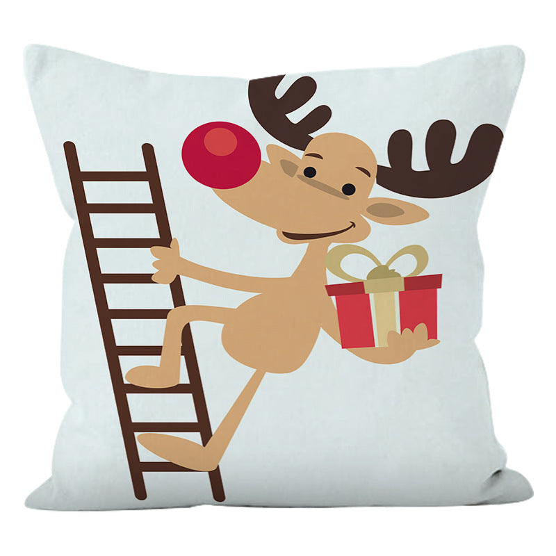 Super Soft Christmas Pillow Cover | Reindeer & Snowman Holiday Sofa Cushion