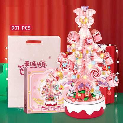 DIY Crystal Christmas Tree Music Box | Rotating LED Building Blocks Toy Gift for Kids & Adults eprolo