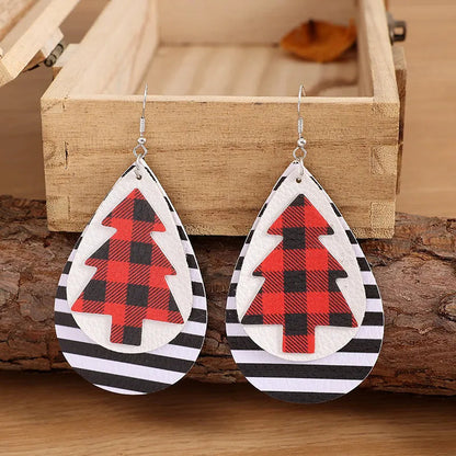ightweight Faux Leather Christmas Tree Dangle Earrings | Holiday Statement Jewelry eprolo