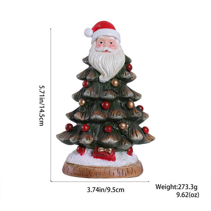 Handcrafted Resin Christmas Tree Figurine | Desktop Holiday Scene Decoration & Gift