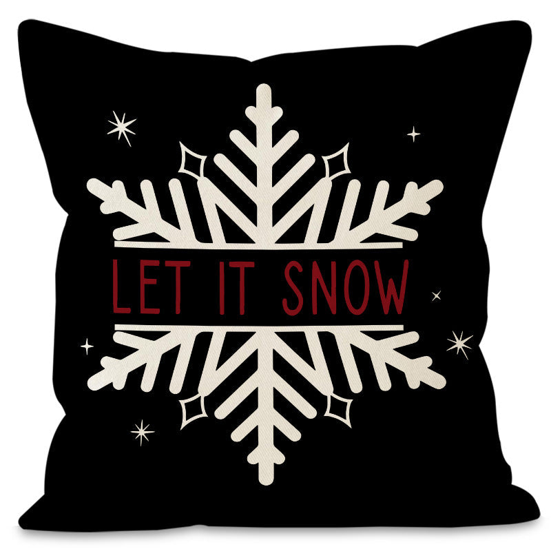 Christmas Tree & Snowflake Printed Pillow Cover | Rustic Linen Cushion Case for Holiday Party & Sofa Decor eprolo