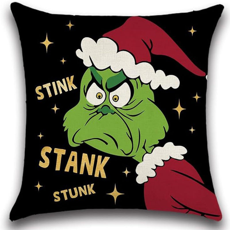 'Merry Grinchmas' Greentown Christmas Pillow Cover | Festive Grinch Sofa Cushion Case & Holiday Home Decor eprolo