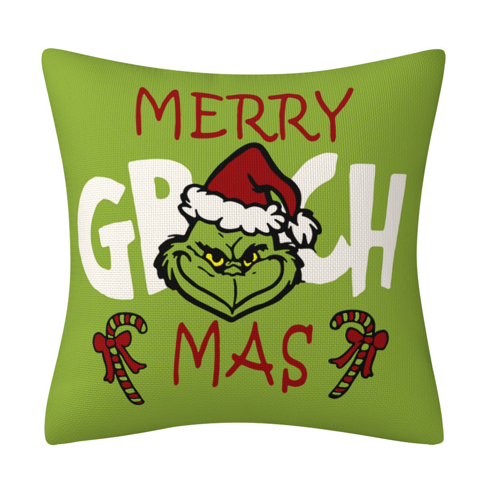 Cartoon Grinch Christmas Pillow Cover | Festive Printed Cushion Case for Sofa & Home Furnishings Decor eprolo