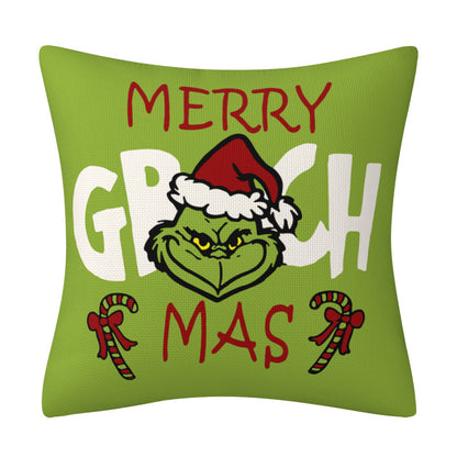 Cartoon Grinch Christmas Pillow Cover | Festive Printed Cushion Case for Sofa & Home Furnishings Decor eprolo