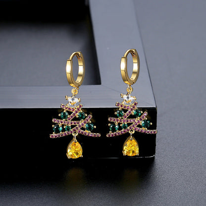 Luxury Zircon Christmas Tree Earrings | European & American Fashion | Sparkling Stud/Drop Holiday Jewelry Gift eprolo