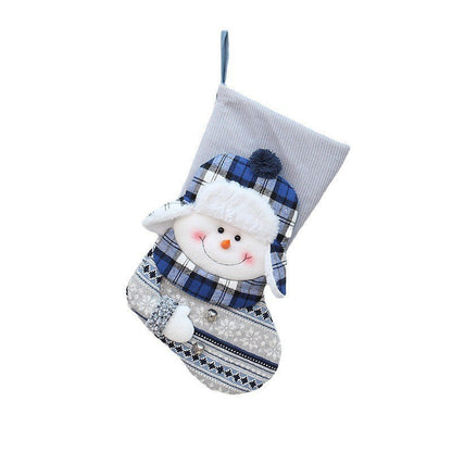 Cozy Blue Knitted Christmas Stocking | Handcrafted Fabric Gift Bag & Tree Pendant Holiday Decor eprolo