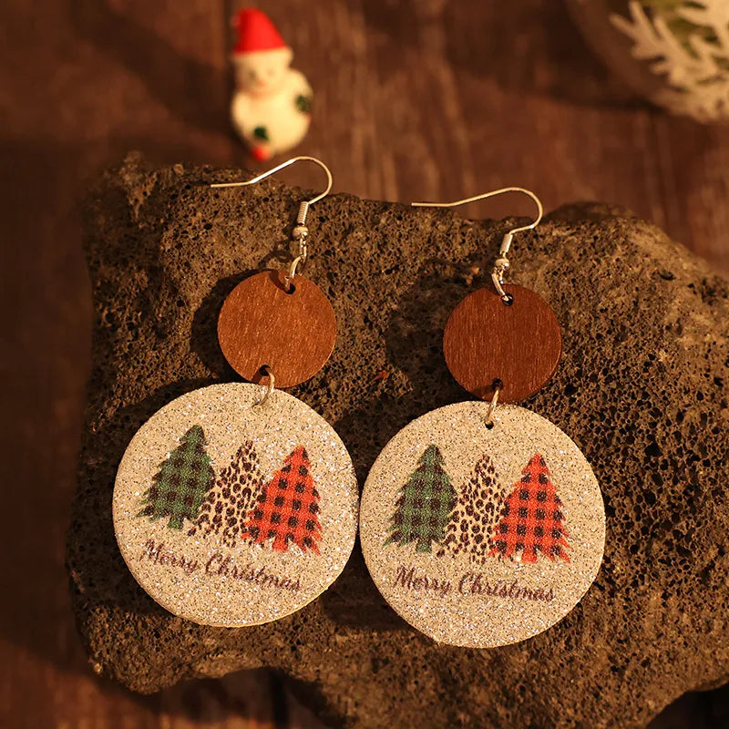 Lightweight PU Leather Christmas Tree Earrings | Festive Faux Dangle Jewelry eprolo