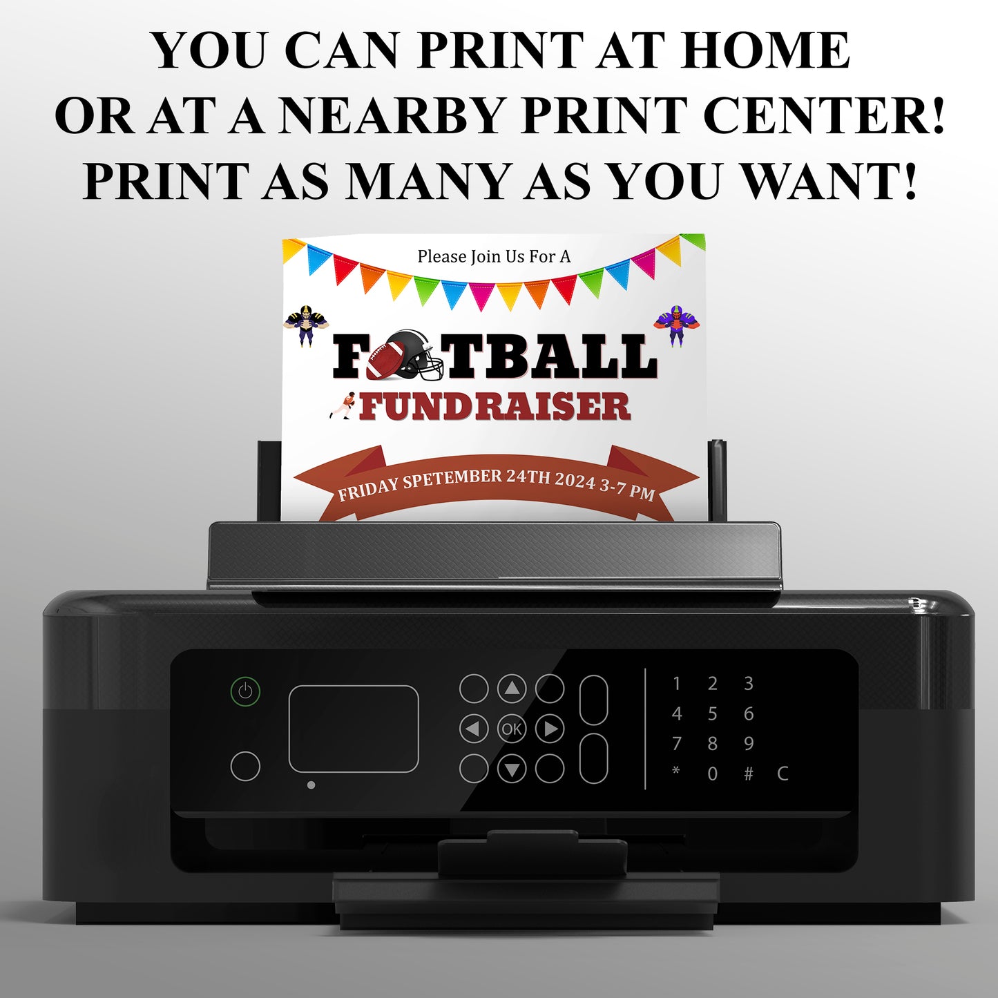 Football Fundraiser Flyer | Football Team fundraiser Invite Canva Template