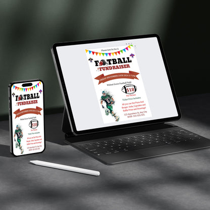 Football Fundraiser Flyer | Football Team fundraiser Invite Canva Template CreativeRino
