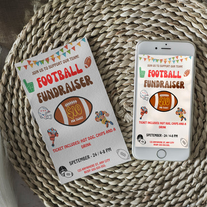 Football Fundraiser Flyer | Football Team fundraiser Invitation Canva Template CreativeRino