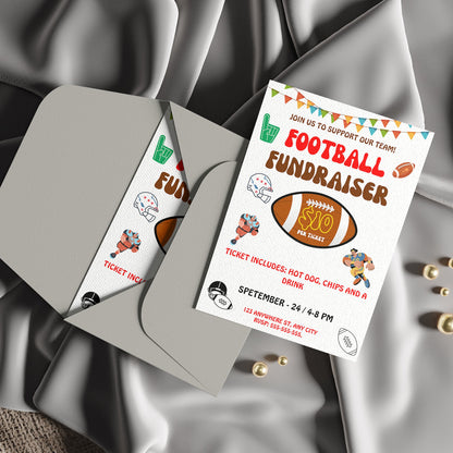 Football Fundraiser Flyer | Football Team fundraiser Invitation Canva Template CreativeRino