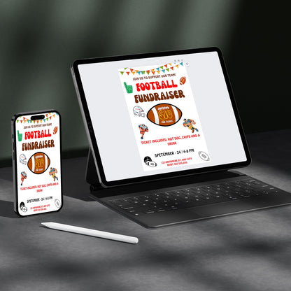 Football Fundraiser Flyer | Football Team fundraiser Invitation Canva Template CreativeRino