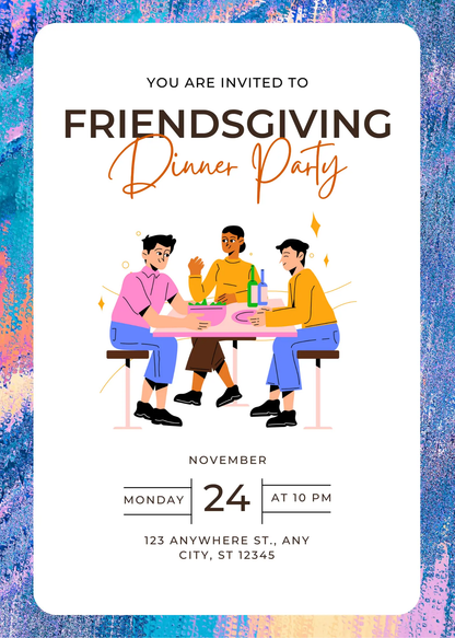 Friendsgiving Dinner Party Invitation Template | Thanksgiving Invite - CreativeRino