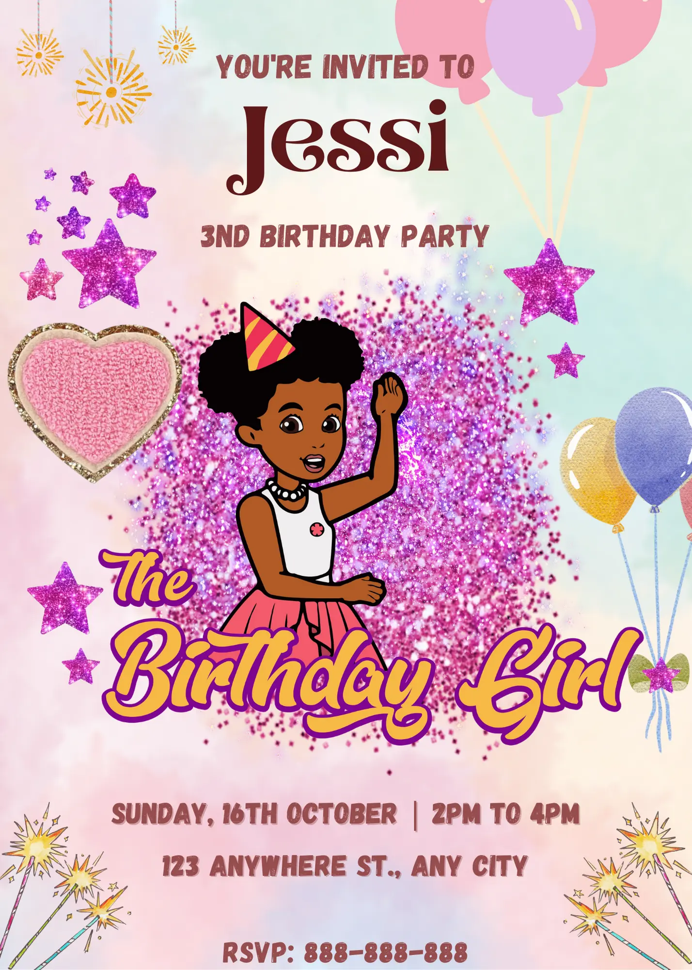 Gracie Corner Birthday Invitation Template - CreativeRino