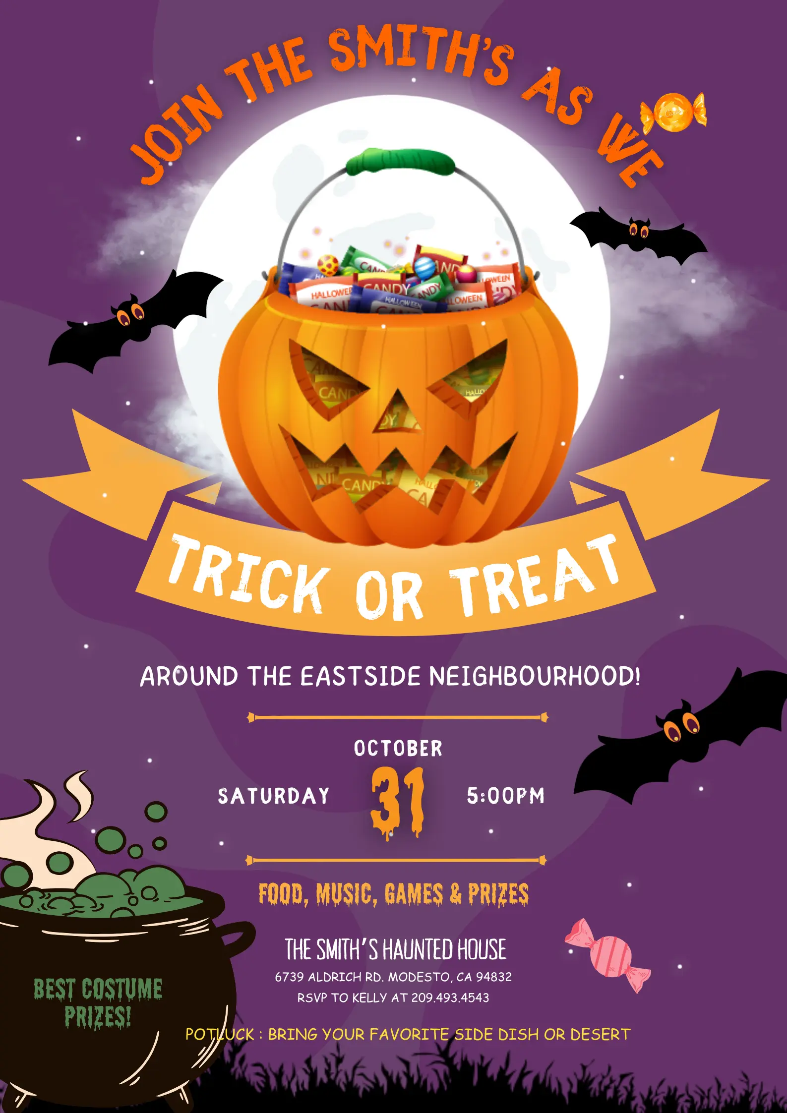 Halloween Trick or Treat Invitation Template - CreativeRino