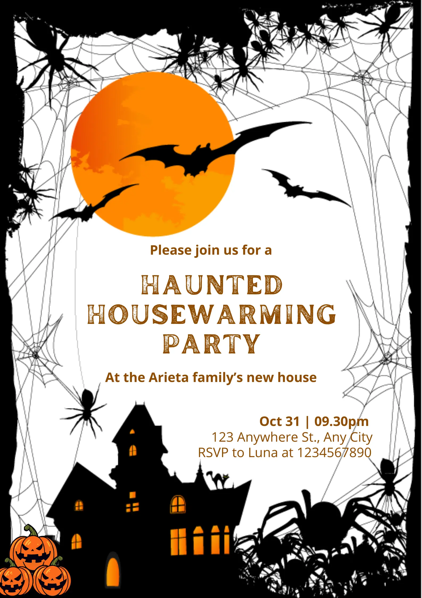 Halloween Haunted Housewarming Party Invitation Template - CreativeRino