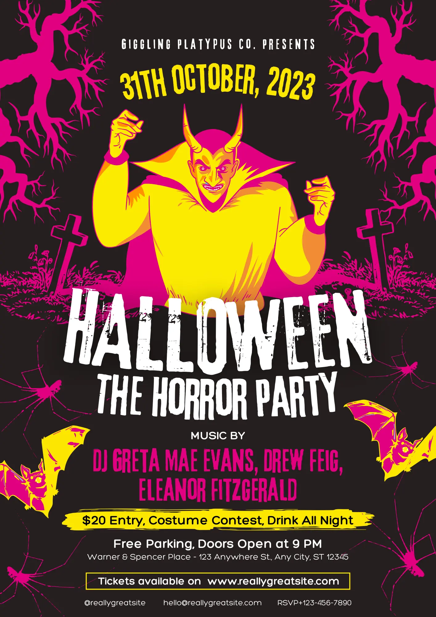 Horror Halloween Party Invitation Template - CreativeRino