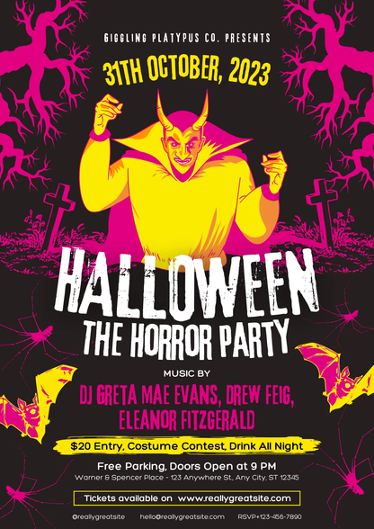 Horror Halloween Party Invitation Template - CreativeRino