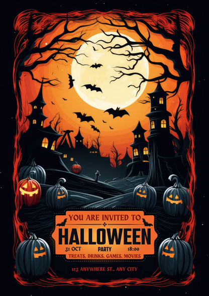 Pumpkin Horror Halloween Party Invitation Template - CreativeRino