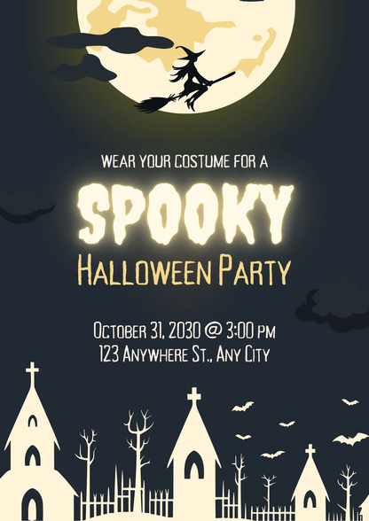 Spooky Halloween Party Invitation Template - CreativeRino