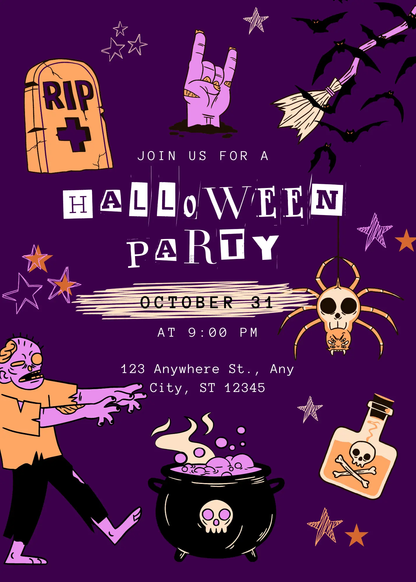 Halloween Party Invitation Template - CreativeRino