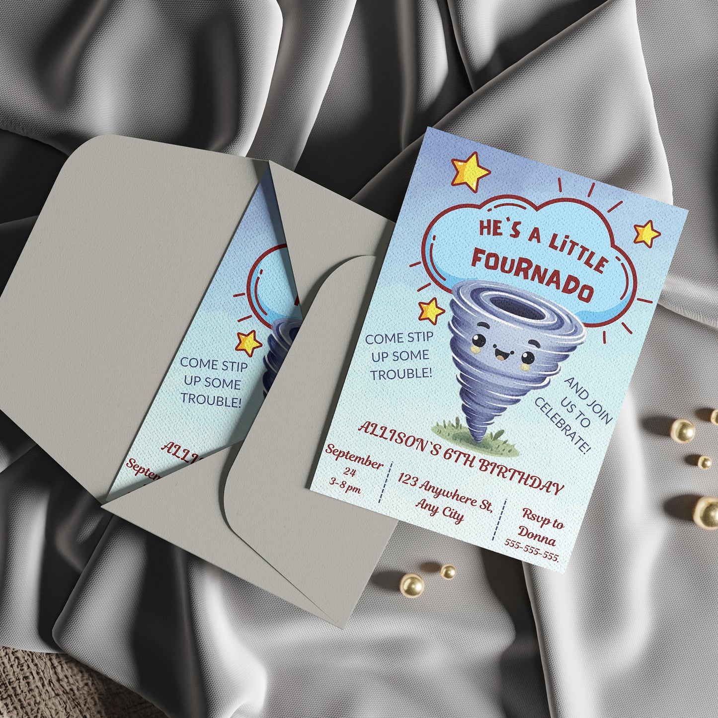 Fournado Tornado Birthday Invitation Template