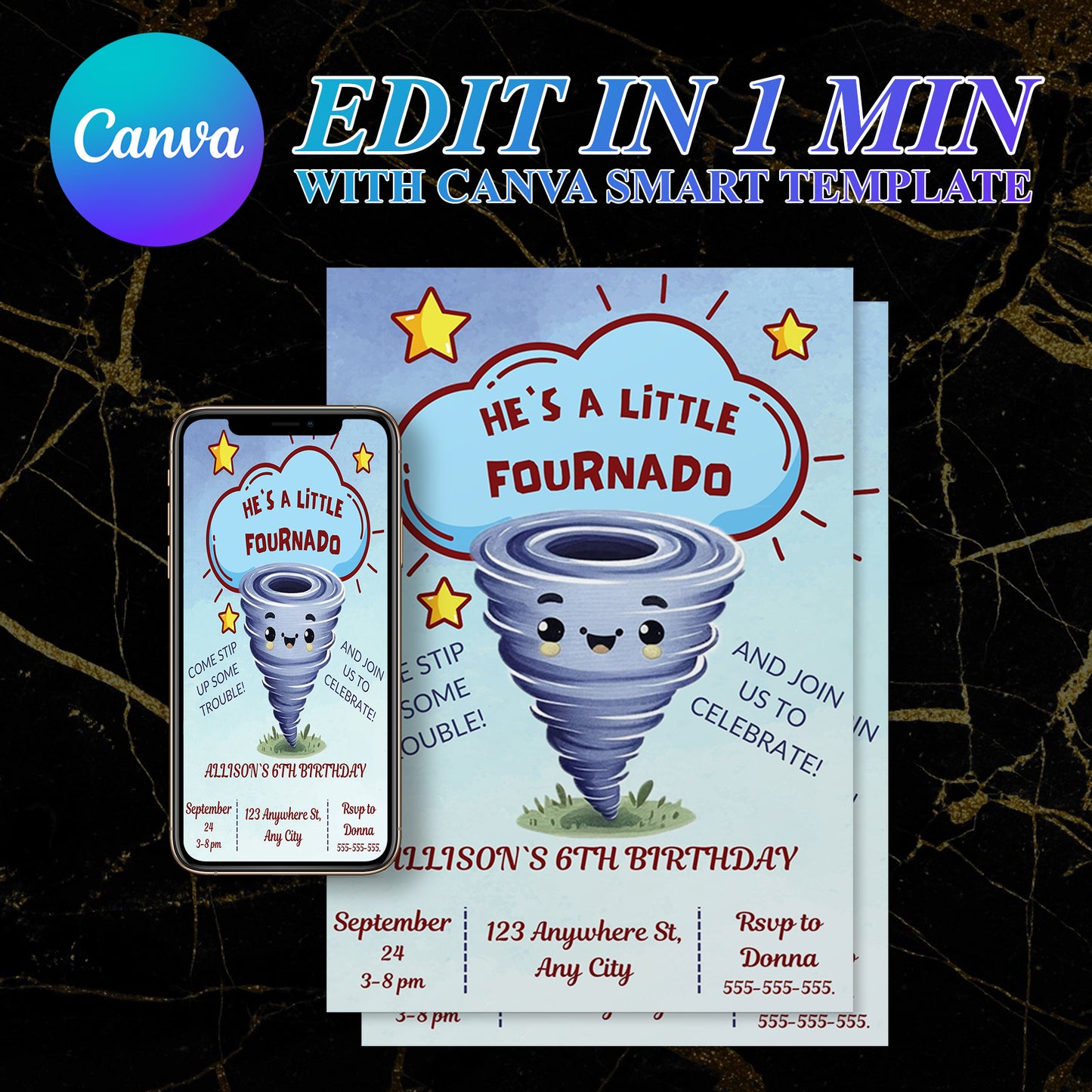 Fournado Tornado Birthday Invitation Template